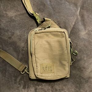 BEIS Olive Belt Bag with Durable Fabric and water bottle pouch